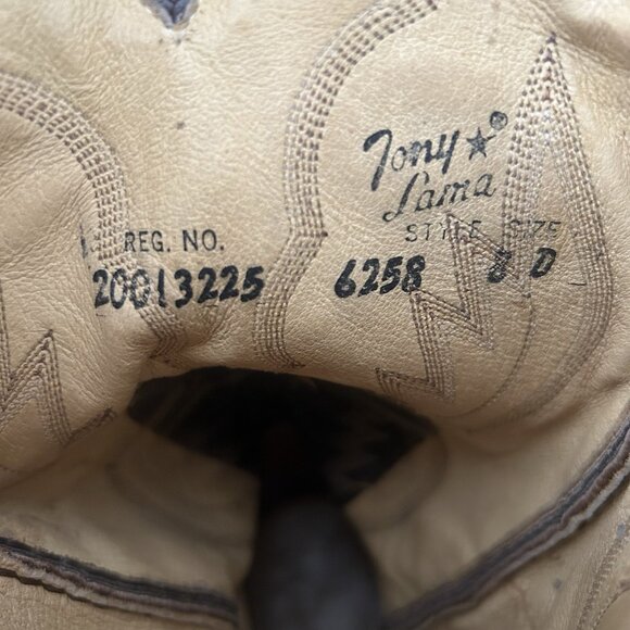 Tony Lama 6258 Vintage Sueded Bull Shoulder Cowboy Boots Mens 8 D - Picture 8 of 12
